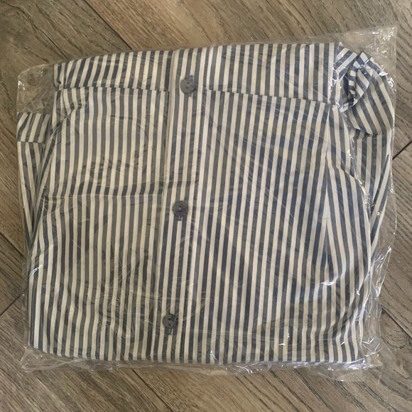 NWT JOAN RIVERS STRIPED PEPLUM SHIRT HI-LOW HEM BLUE & WHITE 12P (PETITE) - Picture 9 of 9